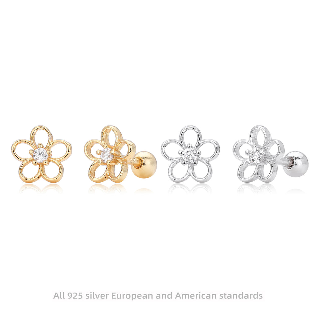 Damen Ohrstecker im floralen Design aus hochwertigem 925er Sterling Silber Shop Nory