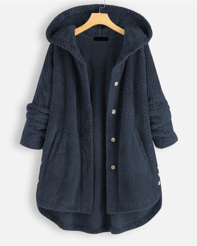 Abgerundeter Saum Kapuzen Sweatshirtjacke