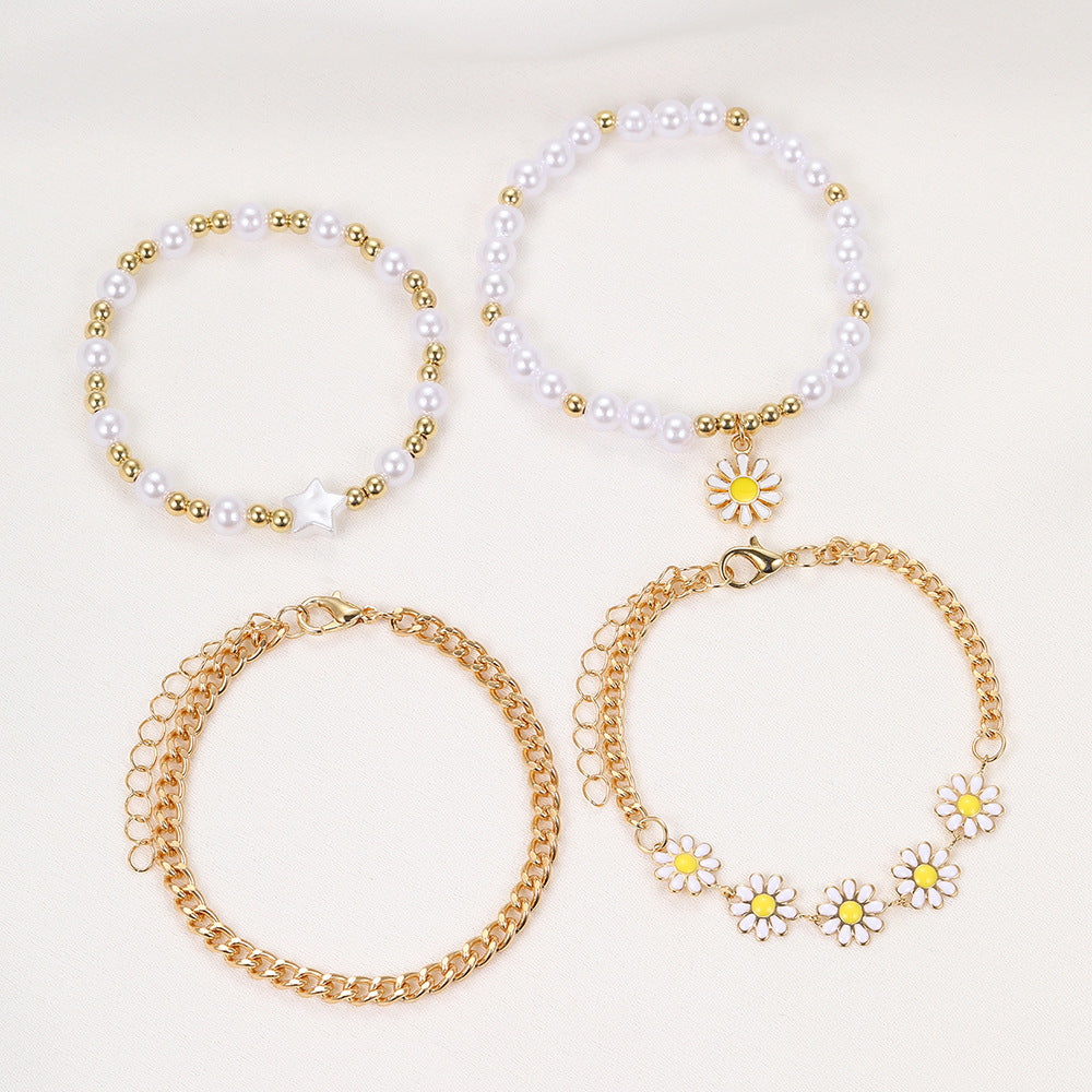 Damen Armband-Set mit floralen Elementen und eleganten Zirkonia Akzenten Shop Nory