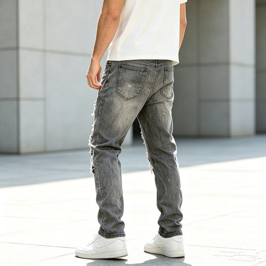 Herren Modische Destroyed Jeans mit kreativen Patches Shop Nory