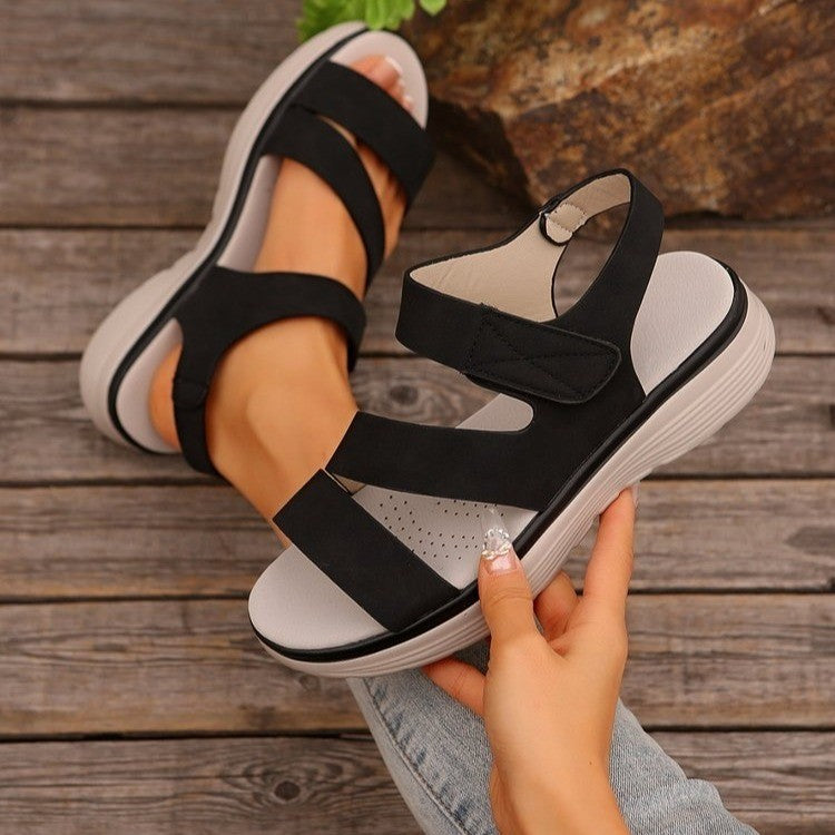 Damen Komfortsandalen mit verstellbaren Klettverschlüssen und ergonomischem Fußbett