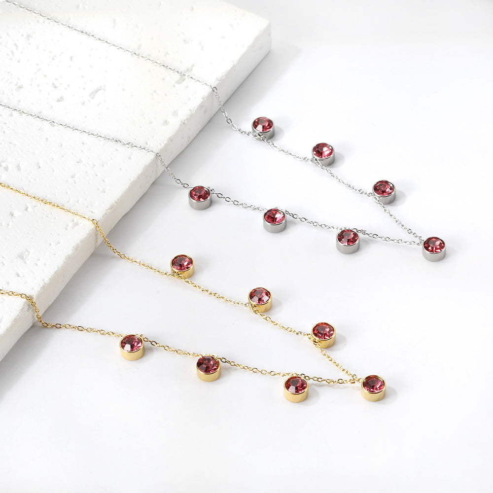 Damen Edelstahl Halskette mit funkelnden blauen Zirkonia-Anhängern Shop Nory