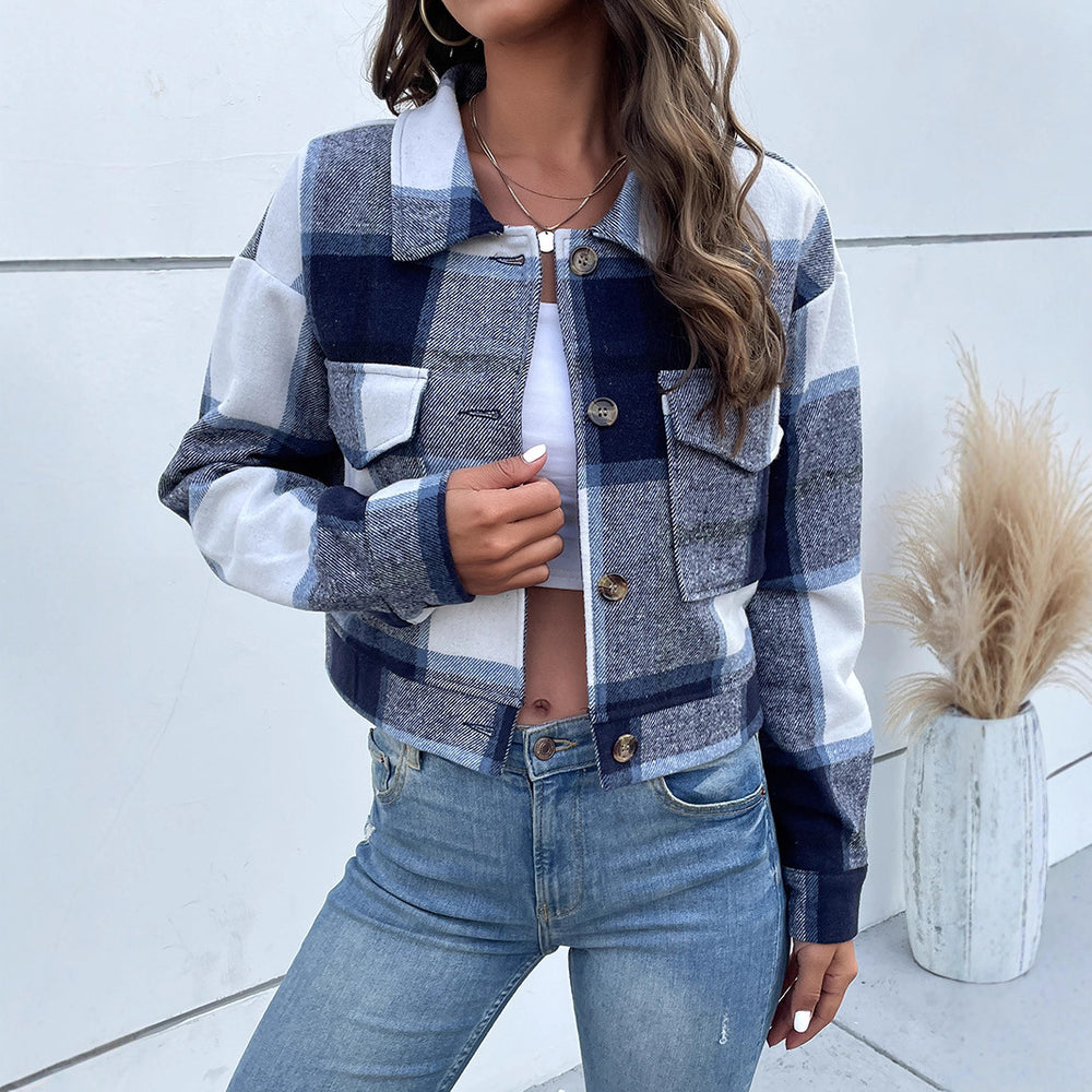 Damen Kariertes Freizeitjacke Shop Nory