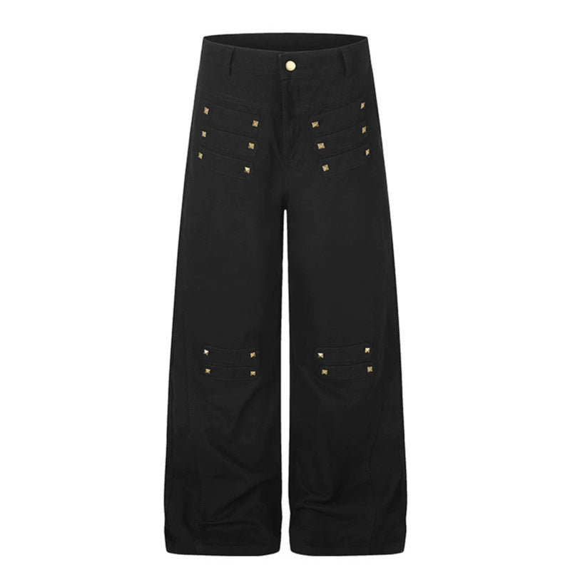 Damen Weite High‑Waist Culotte‑Jeans im Utility‑Look mit Zierlaschen und Metallnieten Shop Nory