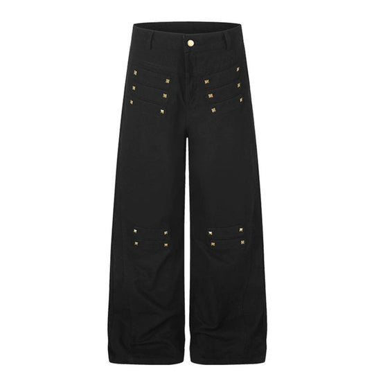 Damen Weite High‑Waist Culotte‑Jeans im Utility‑Look mit Zierlaschen und Metallnieten Shop Nory