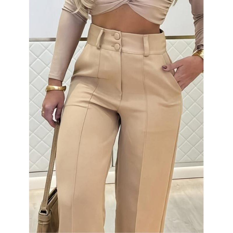Damen Hochtaillierte weite Palazzo-Hose mit Bügelfalte Shop Nory