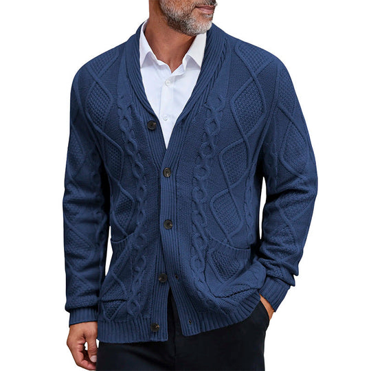 Herren modischer Strickcardigan mit strukturierter Oberfläche und praktischen Taschen Shopnory