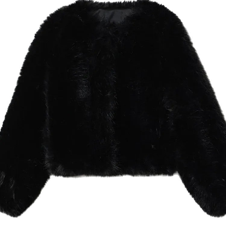 Damen Kurzer Boxy-Blouson aus dichtem hochflorigem Kunstpelz mit kastiger Silhouette Shop Nory