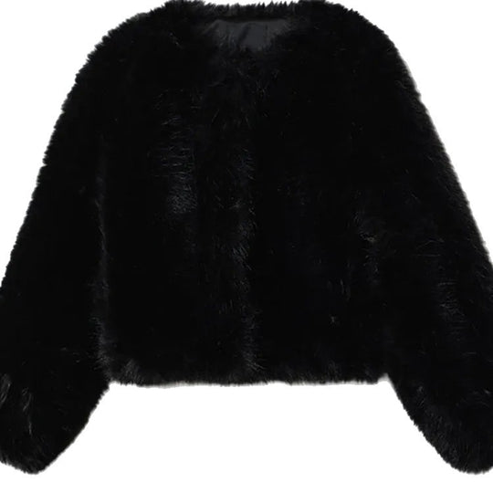 Damen Kurzer Boxy-Blouson aus dichtem hochflorigem Kunstpelz mit kastiger Silhouette Shop Nory