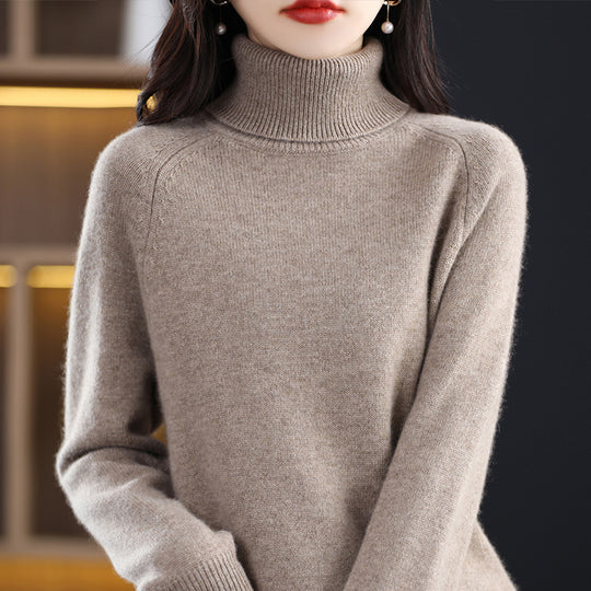 Damen Weicher Hochkragen-Pullover aus flauschigem Wollmix mit Raglanärmeln Shop Nory