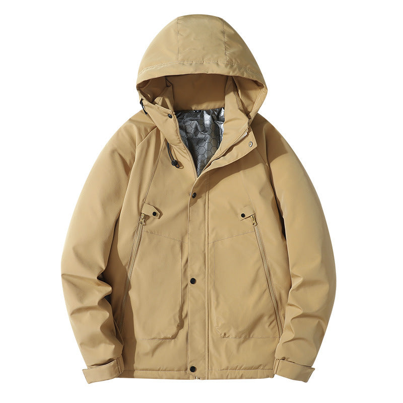 Herren Leichte Kapuzenjacke aus Softshell mit Thermofutter und minimalistischen Reißverschlusstaschen Shop Nory