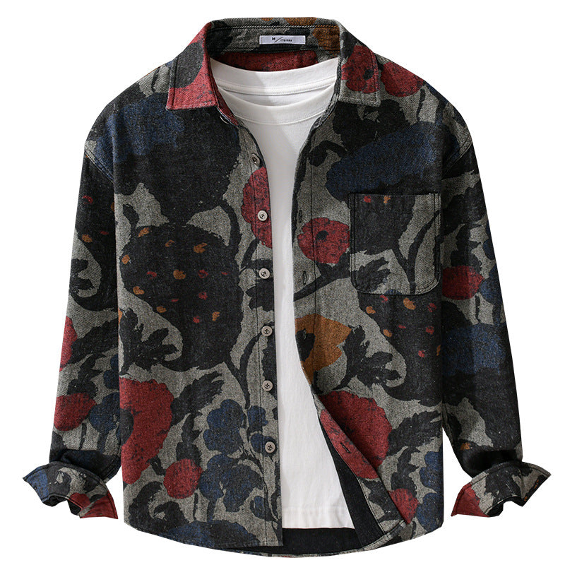 Herren Overshirt aus Flanell mit großfloraler Jacquard-Struktur Shop Nory