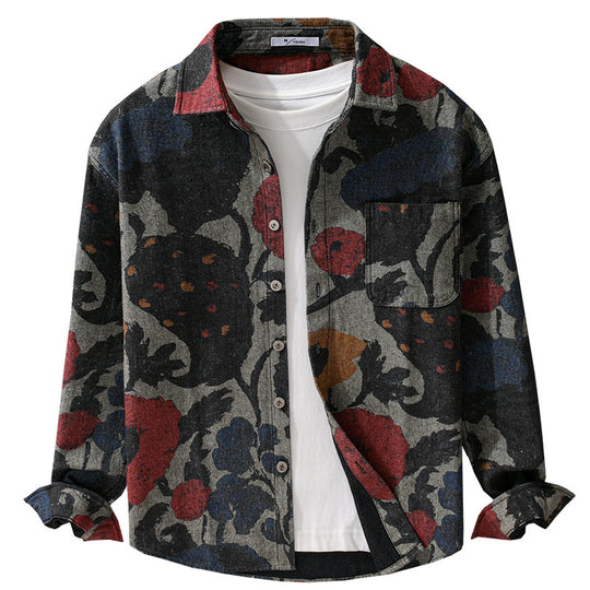 Herren Overshirt aus Flanell mit großfloraler Jacquard-Struktur Shop Nory