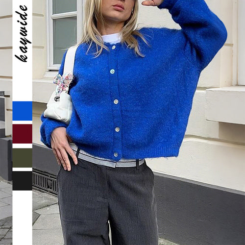Damen nan kuschelige Kurzstrickjacke mit Perlmuttknöpfen und lässiger Oversize-Passform Shop Nory