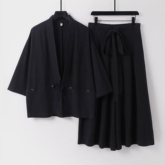 Damen Zweiteiliges Kimono-Set mit Kurzjacke und fließendem Midirock Shop Nory