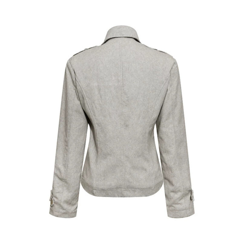 Damen Kurze Doppelreihige Cabanjacke mit Stehkragen und Taillierung Shop Nory