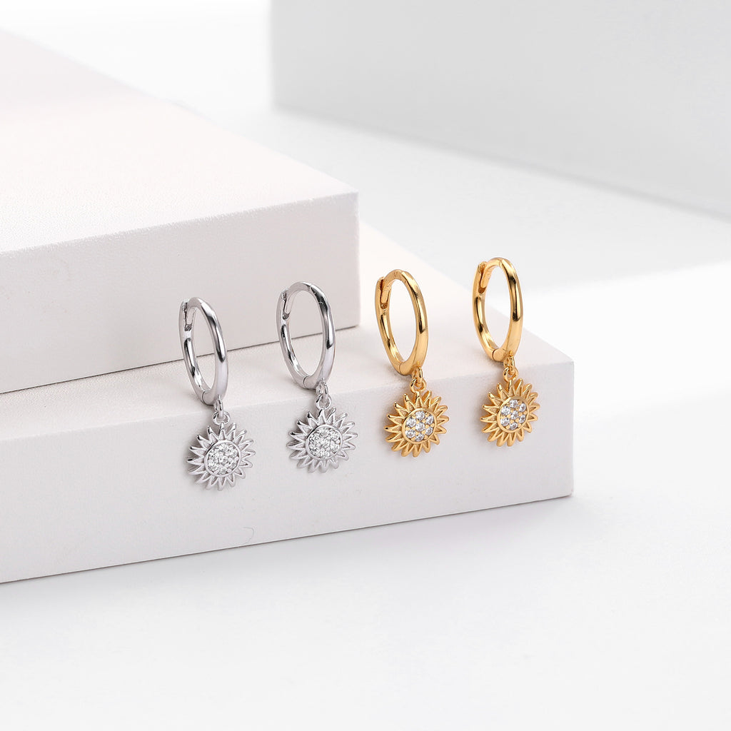 Damen Ohrhänger mit strahlendem Sonnenmotiv aus 925 Sterling Silber Shop Nory