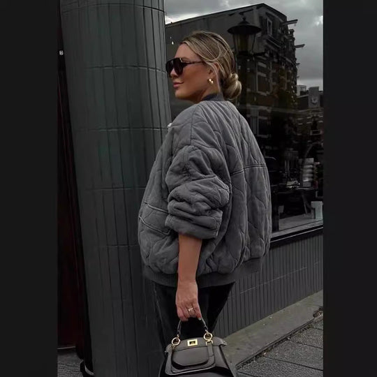 Damen Oversized gesteppte Bomberjacke