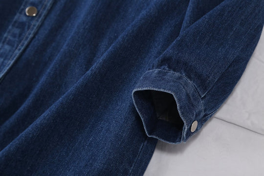 Damen Langes Denim-Hemdblusenkleid mit Knopfleiste und Brusttaschen Shop Nory