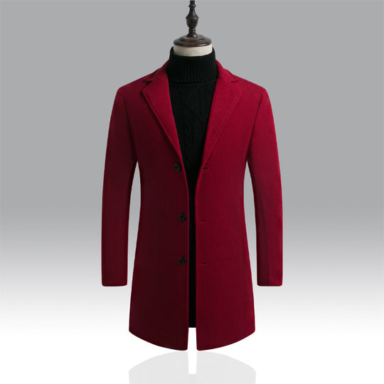 Herren Taillierter einreihiger Wollmantel mit Reverskragen und schlanker Silhouette Shop Nory