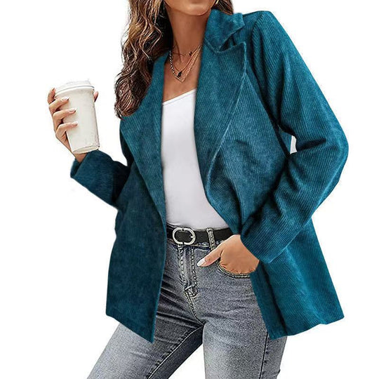 Damen Modernes Cordblazer mit lässigem Schnitt und praktischen Taschen