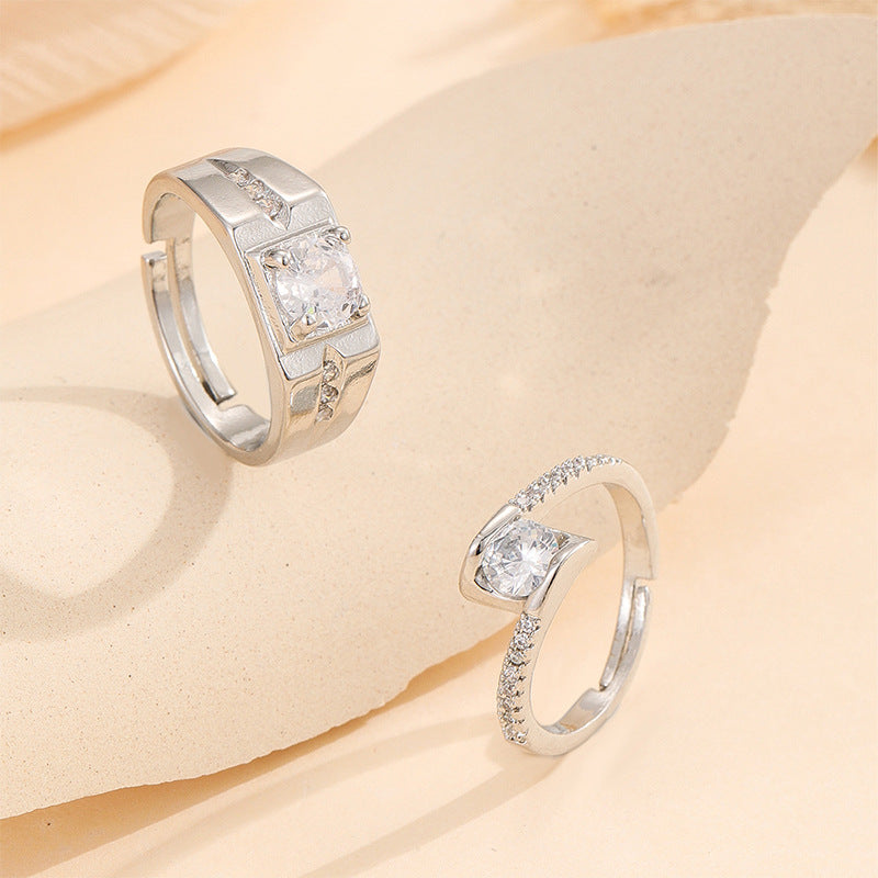 Damen Elegantes Set aus zwei Ringen mit funkelnden Zirkoniasteinen Shop Nory
