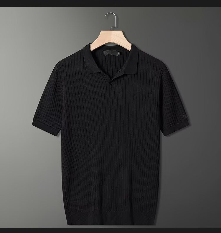 Herren Modisches Kurzarm-Strick Polohemd Shop Nory