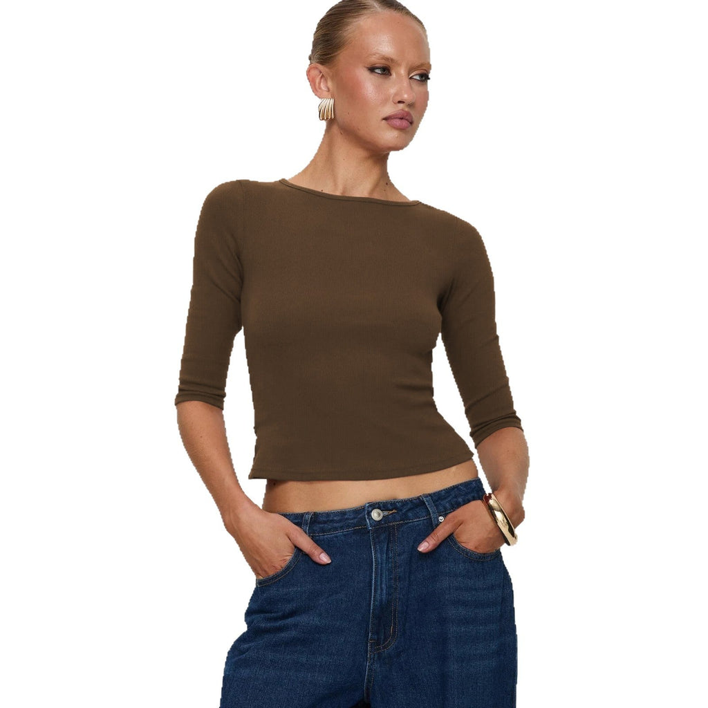 Damen figurbetontes Cropped Oberteil aus hochwertigem Rippmaterial