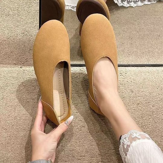Damen Minimalistische Wildleder-Ballerina-Slipper mit gepolstertem Komfortfußbett Shop Nory