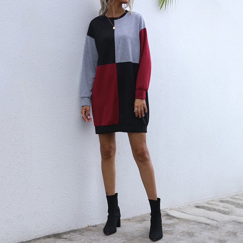 Damen Lockeres Blockdesign-Sweatshirtkleid mit Oversize-Passform und Bündchen Shop Nory