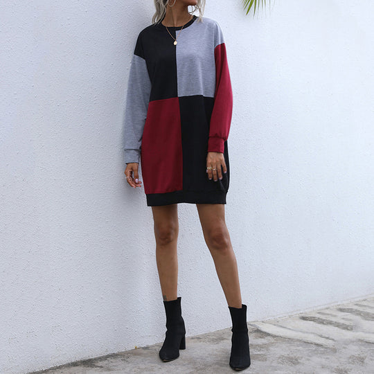 Damen Lockeres Blockdesign-Sweatshirtkleid mit Oversize-Passform und Bündchen Shop Nory