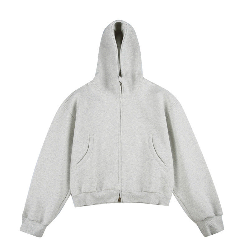 [Unisex] Kurze Boxy-Kapuzenjacke mit durchgehendem Reißverschluss und eingesetzten Eingrifftaschen Shop Nory