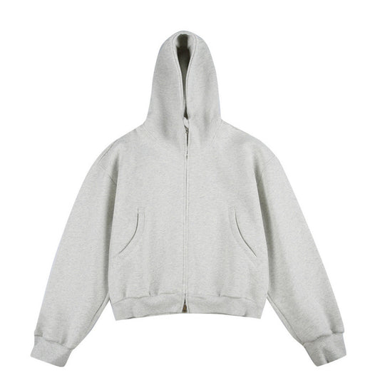 [Unisex] Kurze Boxy-Kapuzenjacke mit durchgehendem Reißverschluss und eingesetzten Eingrifftaschen Shop Nory