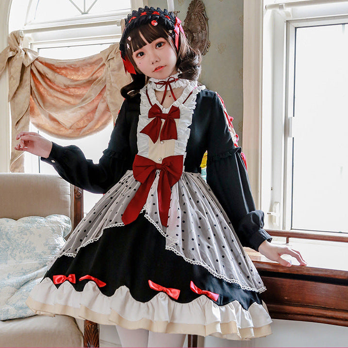 Damen Lolita-Kleid mit ausgefallenen Rüschendetails und Schleifen Shop Nory