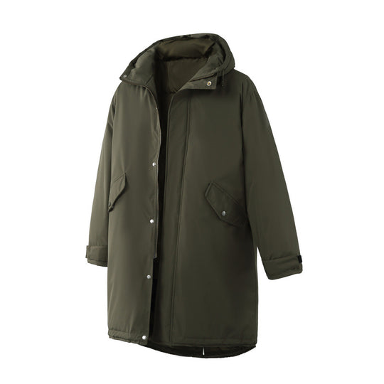 Unisex Wattierter langer Parka im Boxy-Cut mit Kapuze und Tunnelzugsaum Shop Nory