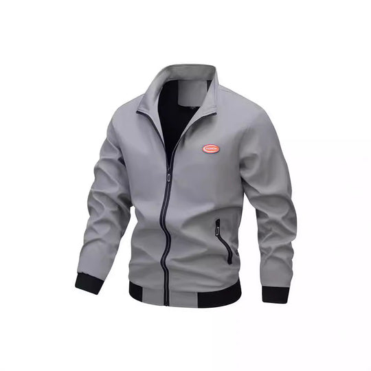 Herren Leichte Reißverschluss-Trainingsjacke im Bomberstil mit Stehkragen und windabweisender Mikrofaserschale Shop Nory