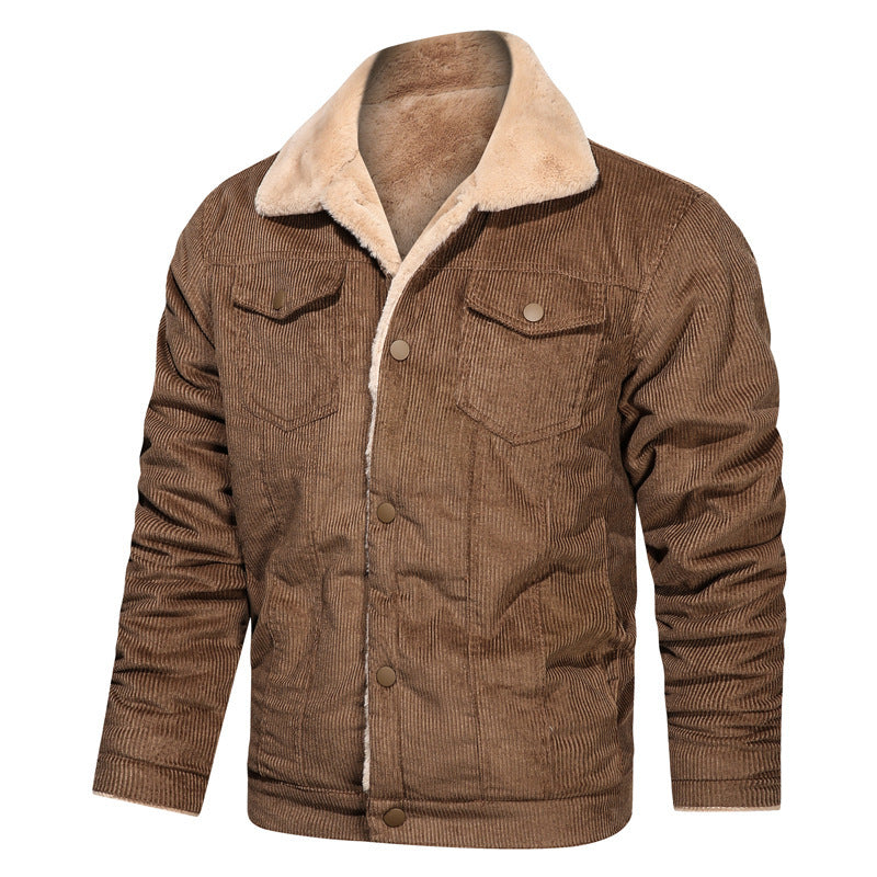 Herren Kord-Truckerjacke mit Teddyfutter und Druckknopfverschluss Shop Nory