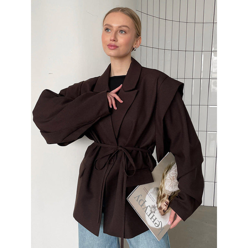 Damen eleganter Oversized-Blazer mit Gürteldetail
