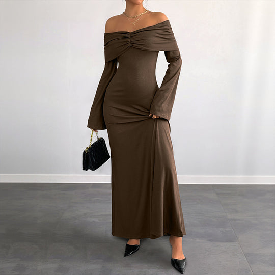 Damen Elegantes Off-Shoulder Maxikleid Shop Nory