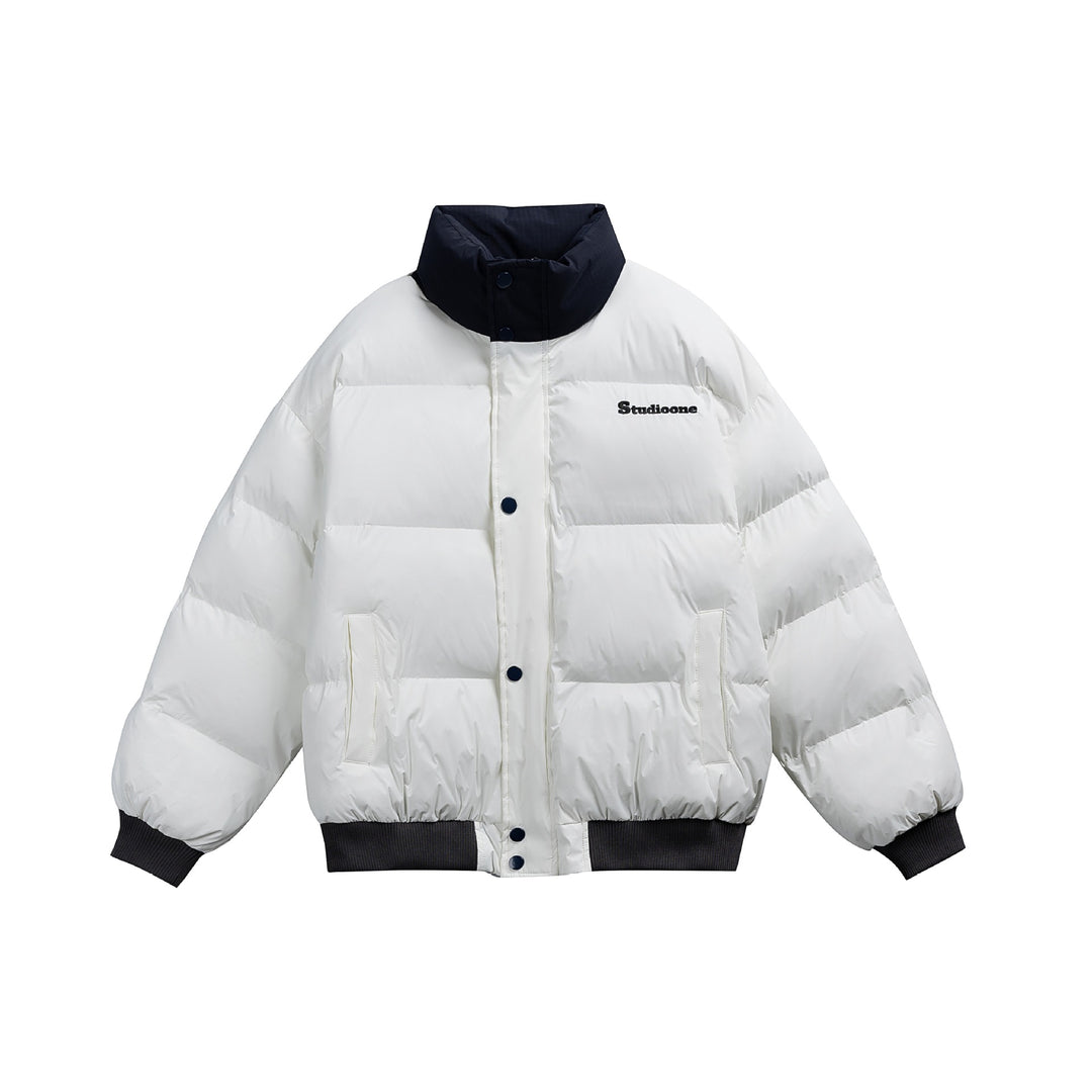 Unisex Kurz geschnittener ultraleichter Daunenoptik‑Puffer mit hohem Stehkragen und Rippbund Shop Nory