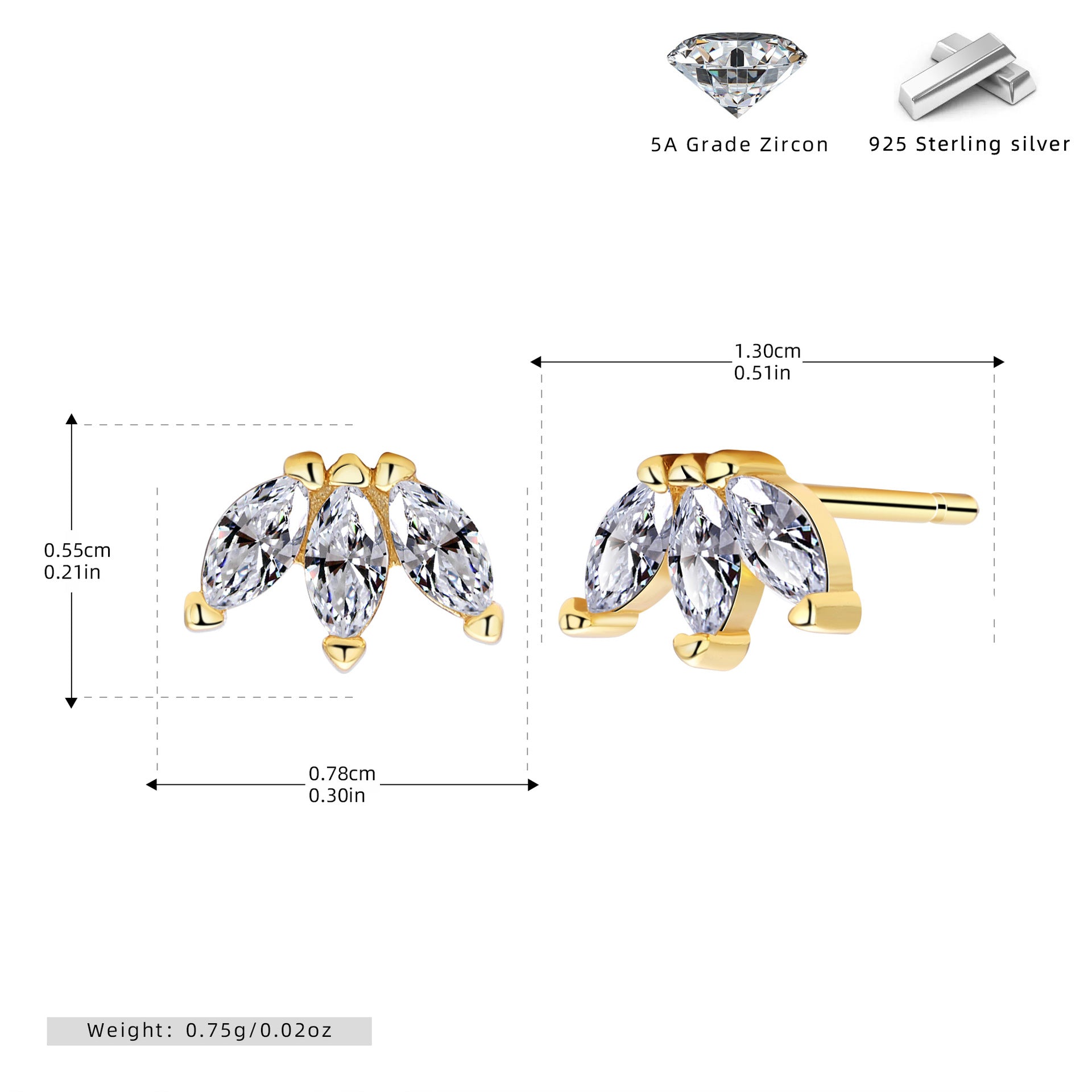 Damen Ohrstecker mit funkelndem Zirkon-Motiv aus hochwertigem 925 Sterling Silber Shop Nory