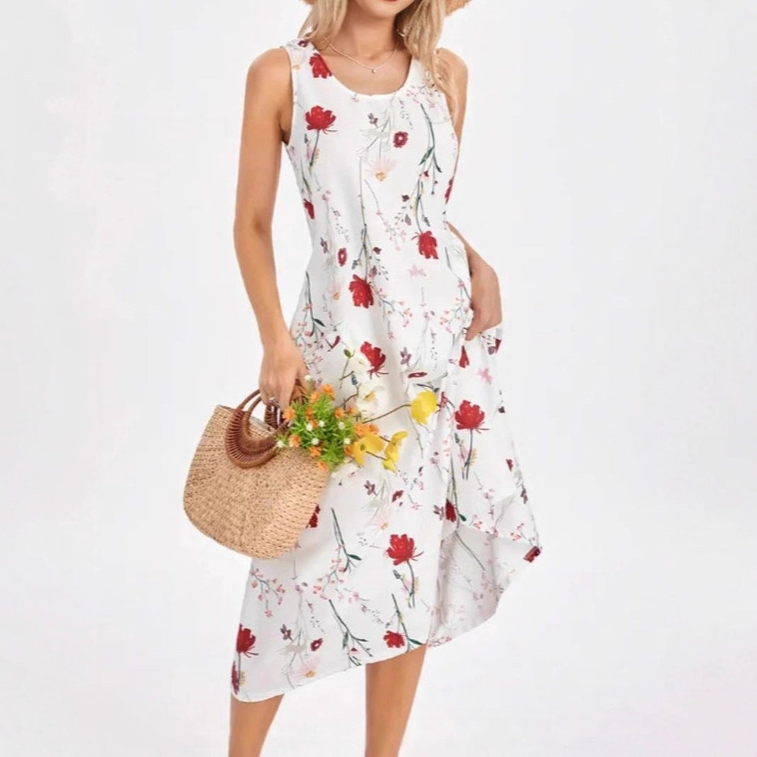 Damen Sommerkleid mit trendigem Leopardenmuster und praktischen Taschen