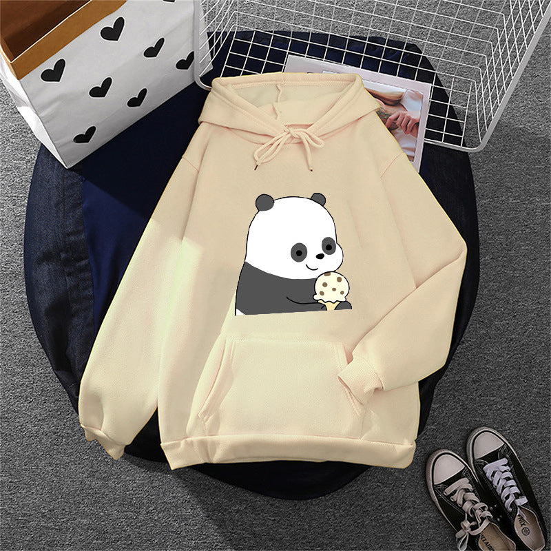 Damen nan oversized Kapuzenpullover im Streetstyle mit weichem Fleece-Innenfutter, Kängurutasche und farbenfrohem Cartoon-Katzen-Planet-Print Shop Nory