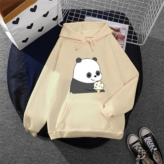 Damen nan oversized Kapuzenpullover im Streetstyle mit weichem Fleece-Innenfutter, Kängurutasche und farbenfrohem Cartoon-Katzen-Planet-Print Shop Nory