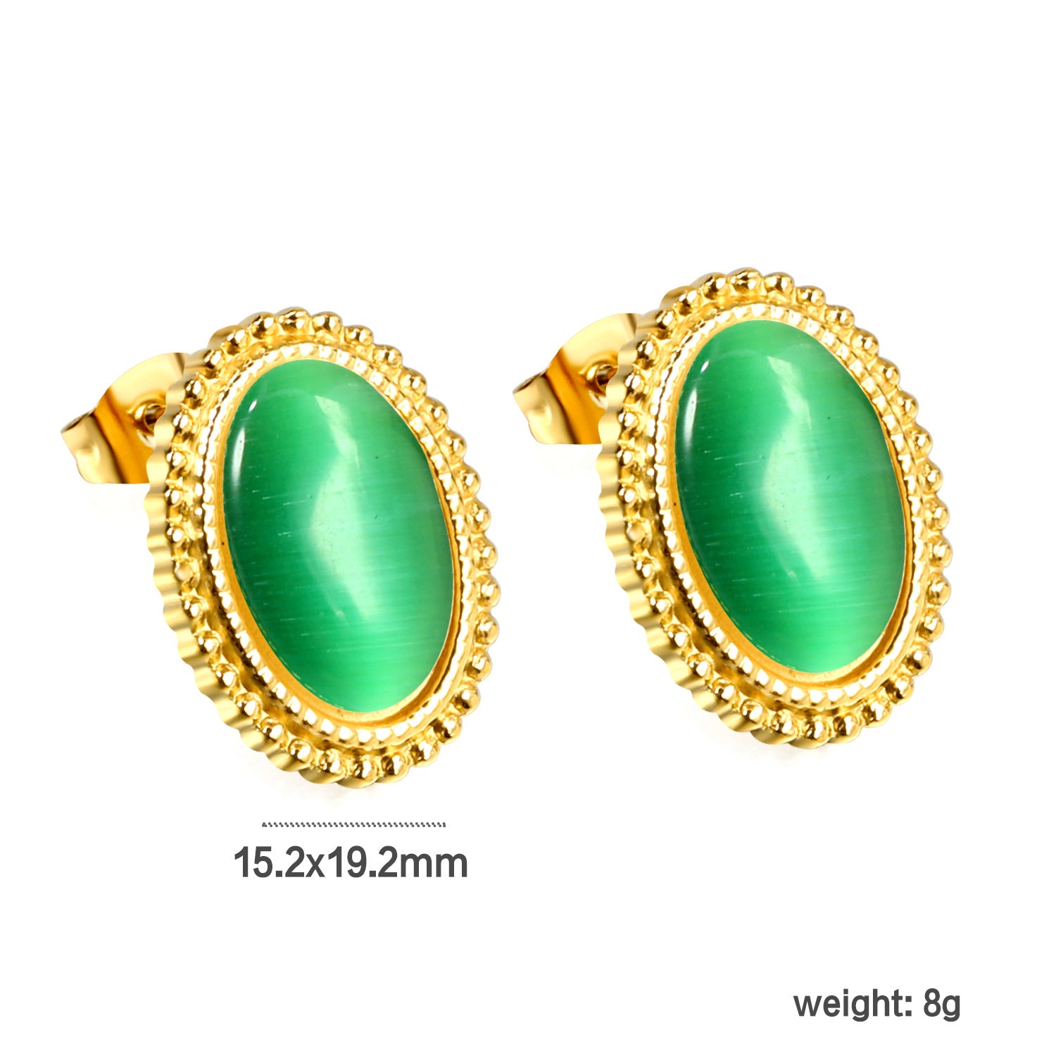 Damen Ohrstecker mit ovalem schwarzen Stein und goldfarbenem Rand Shop Nory