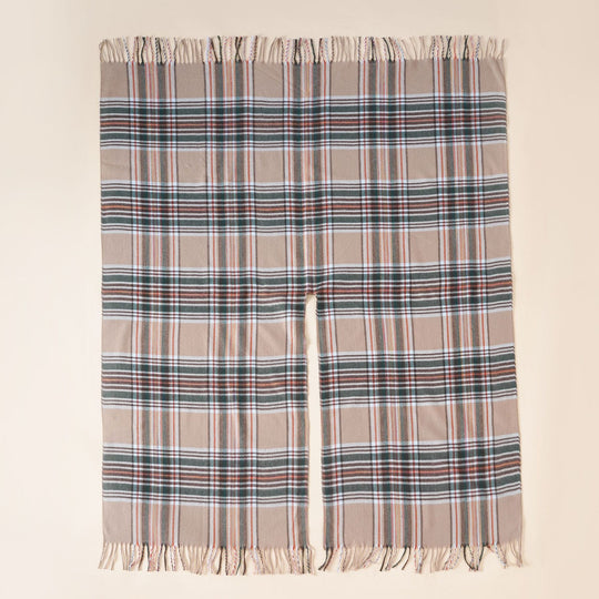 Damen Oversize-Wickelruana im Blockkaro mit Fransen-Detail Shop Nory