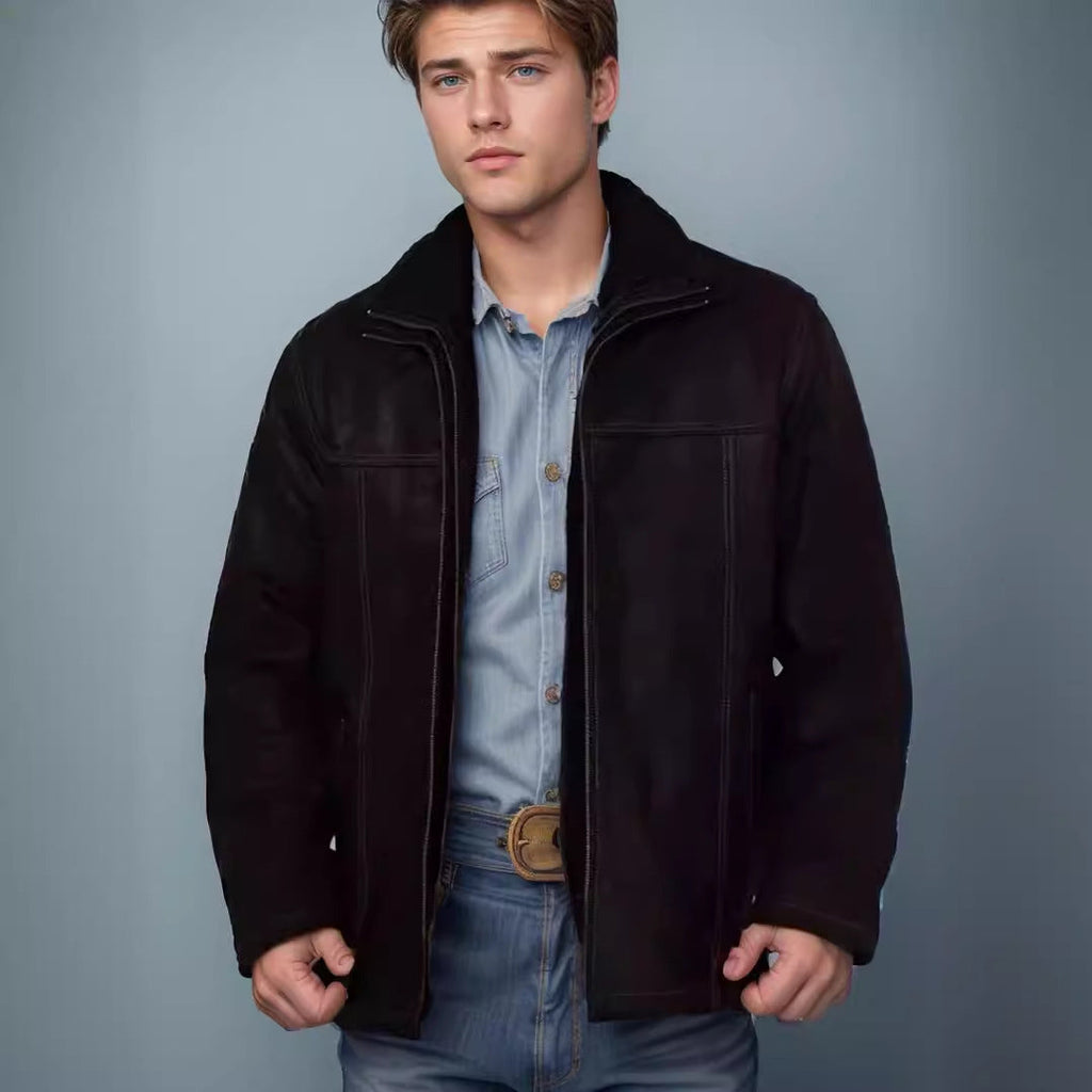 Herren vielseitige und robuste Wildlederjacke mit funktionalen Taschen