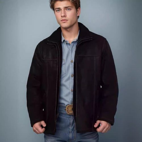 Herren vielseitige und robuste Wildlederjacke mit funktionalen Taschen