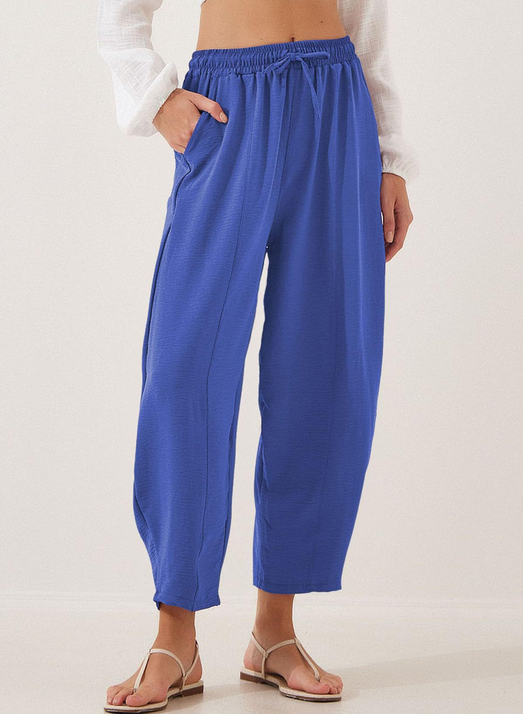 Damen lässige Freizeithose mit elastischem Bund und praktischen Seitentaschen