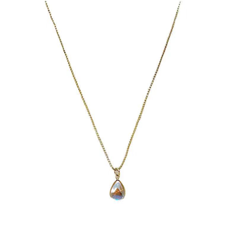 Damen Tropfen Pendant Halskette mit vergoldeter Kette Shop Nory
